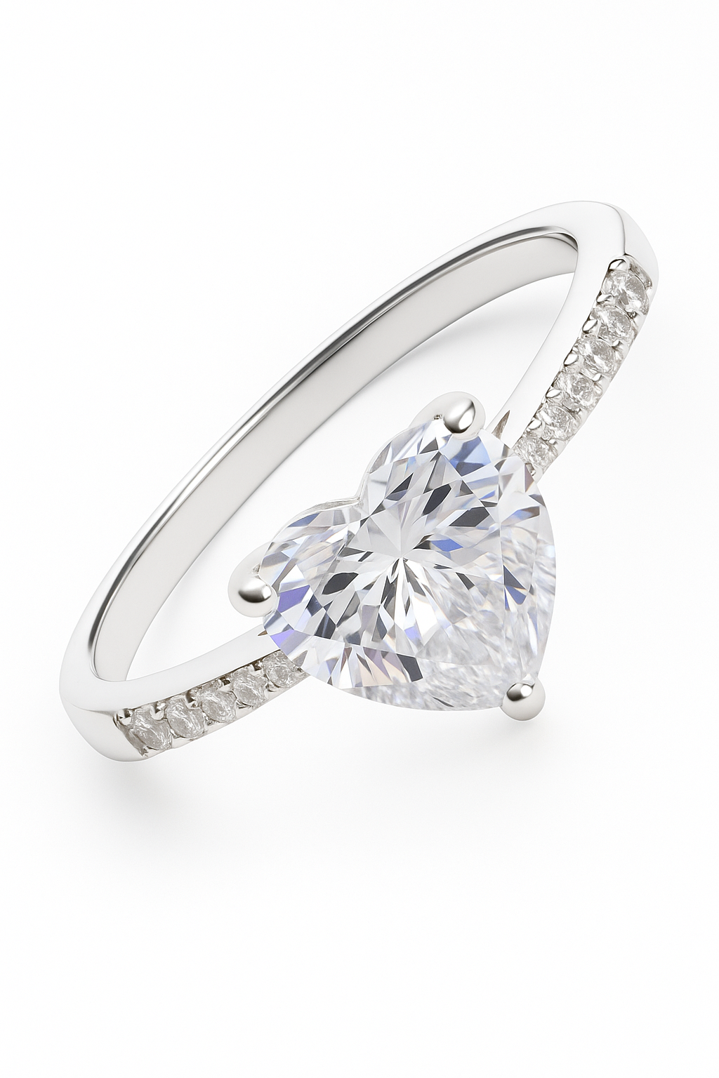 Heart Shape Solitaire Zircon Ring for Women 925 Silver Finish Romantic Couple Engagement Ring