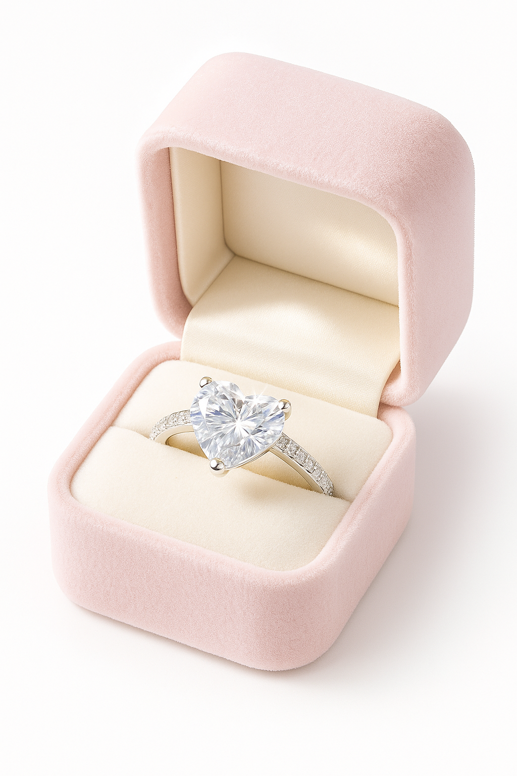 Heart Shape Solitaire Zircon Ring for Women 925 Silver Finish Romantic Couple Engagement Ring