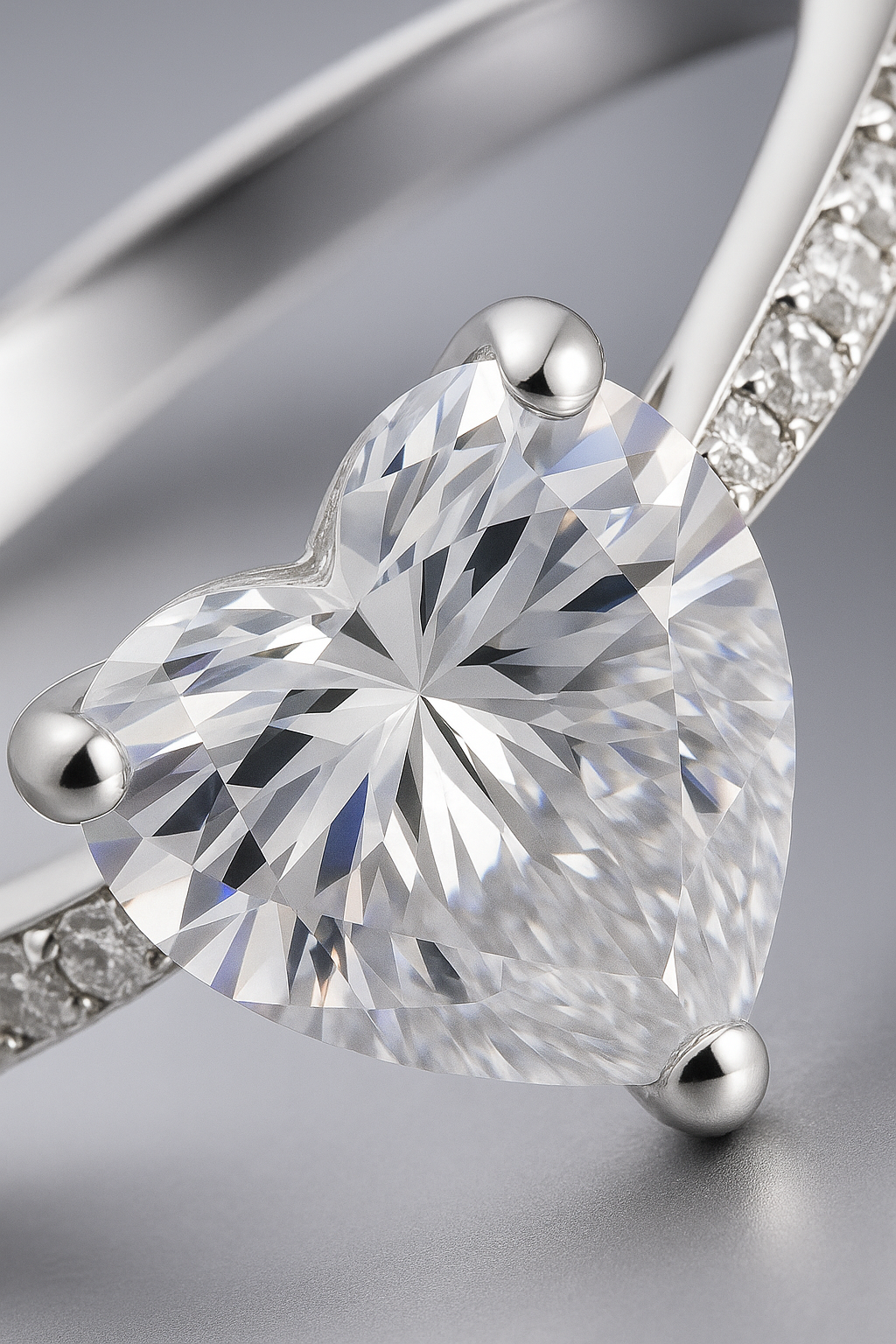 Heart Shape Solitaire Zircon Ring for Women 925 Silver Finish Romantic Couple Engagement Ring