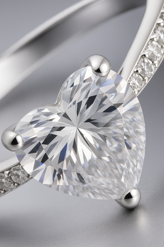 Heart Shape Solitaire Zircon Ring for Women 925 Silver Finish Romantic Couple Engagement Ring