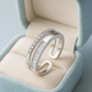 Adjustable Dual Row Zircon Ring for Women 925 Silver Finish Elegant Open Band Finger Ring