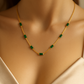 Gold-Plated Emerald Green Stone Necklace for Women – Elegant Minimal Chain Jewelry