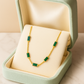 Gold-Plated Emerald Green Stone Necklace for Women – Elegant Minimal Chain Jewelry