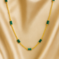 Gold-Plated Emerald Green Stone Necklace for Women – Elegant Minimal Chain Jewelry