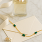 Gold-Plated Emerald Green Stone Necklace for Women – Elegant Minimal Chain Jewelry