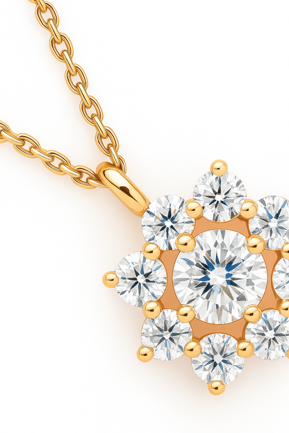 Rose Gold Plated Starburst Pendant Necklace for Women – Elegant CZ Diamond Design