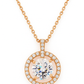 Rose Gold Plated Halo Pendant Necklace for Women – Elegant Round CZ Diamond Design