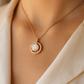 Rose Gold Plated Halo Pendant Necklace for Women – Elegant Round CZ Diamond Design