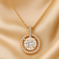 Rose Gold Plated Halo Pendant Necklace for Women – Elegant Round CZ Diamond Design