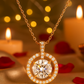 Rose Gold Plated Halo Pendant Necklace for Women – Elegant Round CZ Diamond Design