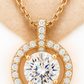 Rose Gold Plated Halo Pendant Necklace for Women – Elegant Round CZ Diamond Design