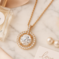 Rose Gold Plated Halo Pendant Necklace for Women – Elegant Round CZ Diamond Design