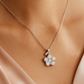 Silver Plated Floral Pendant Necklace for Women – Sparkling CZ Diamond Flower Design