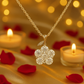 Silver Plated Floral Pendant Necklace for Women – Sparkling CZ Diamond Flower Design