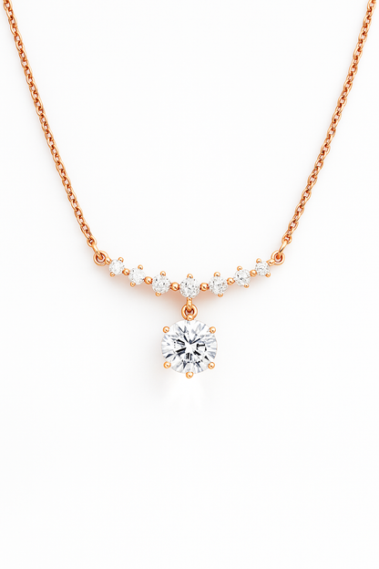 Rose Gold Plated Drop Pendant Necklace for Women – Elegant CZ Diamond Chain Design