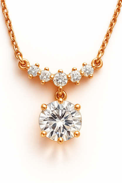 Rose Gold Plated Drop Pendant Necklace for Women – Elegant CZ Diamond Chain Design