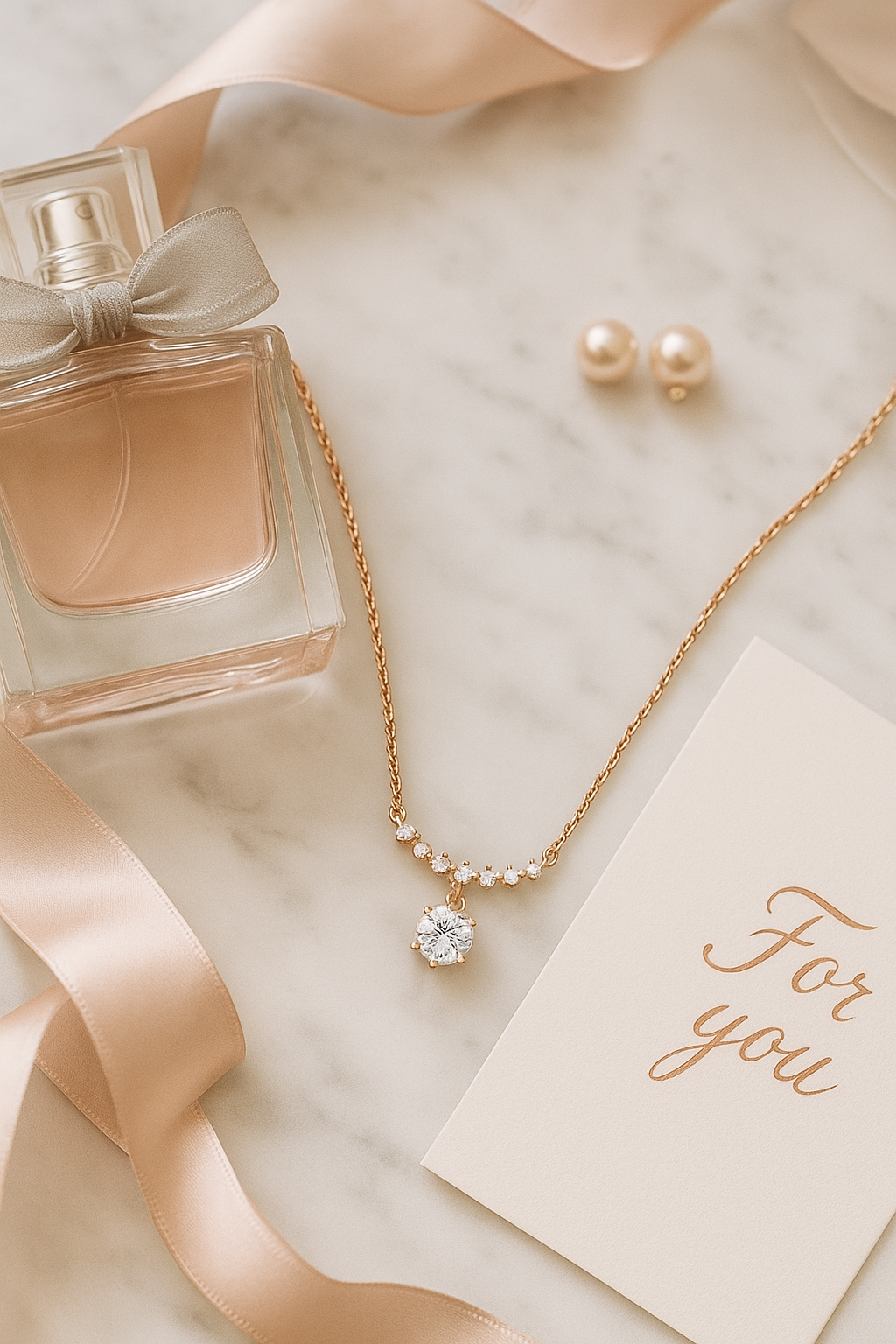 Rose Gold Plated Drop Pendant Necklace for Women – Elegant CZ Diamond Chain Design