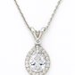 Silver Plated Teardrop Pendant Necklace for Women – Sparkling CZ Diamond Halo Design