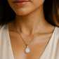 Silver Plated Teardrop Pendant Necklace for Women – Sparkling CZ Diamond Halo Design