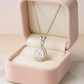 Silver Plated Teardrop Pendant Necklace for Women – Sparkling CZ Diamond Halo Design