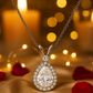 Silver Plated Teardrop Pendant Necklace for Women – Sparkling CZ Diamond Halo Design
