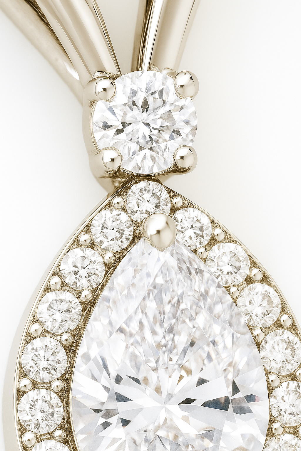 Silver Plated Teardrop Pendant Necklace for Women – Sparkling CZ Diamond Halo Design