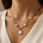 Silver Plated Pearl Chain Necklace with Crystal Pendant for Women – Elegant Party Jewelry