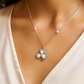 Clover Design Pearl and Zircon Pendant Necklace for Women 925 Silver Finish Elegant Lucky Charm Chain