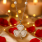 Clover Design Pearl and Zircon Pendant Necklace for Women 925 Silver Finish Elegant Lucky Charm Chain