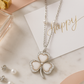 Clover Design Pearl and Zircon Pendant Necklace for Women 925 Silver Finish Elegant Lucky Charm Chain
