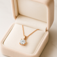 Rose Gold Plated Solitaire Pendant Necklace for Women – Elegant Round CZ Stone Chain