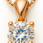 Rose Gold Plated Solitaire Pendant Necklace for Women – Elegant Round CZ Stone Chain
