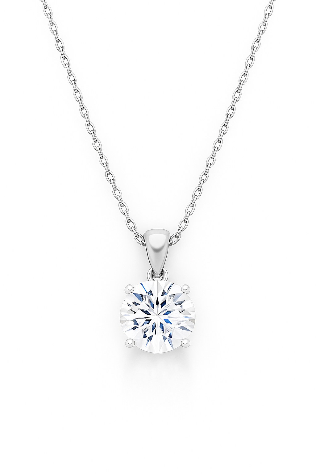 Rose Gold Plated Solitaire Pendant Necklace for Women – Elegant Round CZ Stone Chain