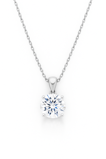 Rose Gold Plated Solitaire Pendant Necklace for Women – Elegant Round CZ Stone Chain