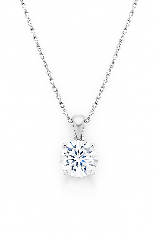 Rose Gold Plated Solitaire Pendant Necklace for Women – Elegant Round CZ Stone Chain