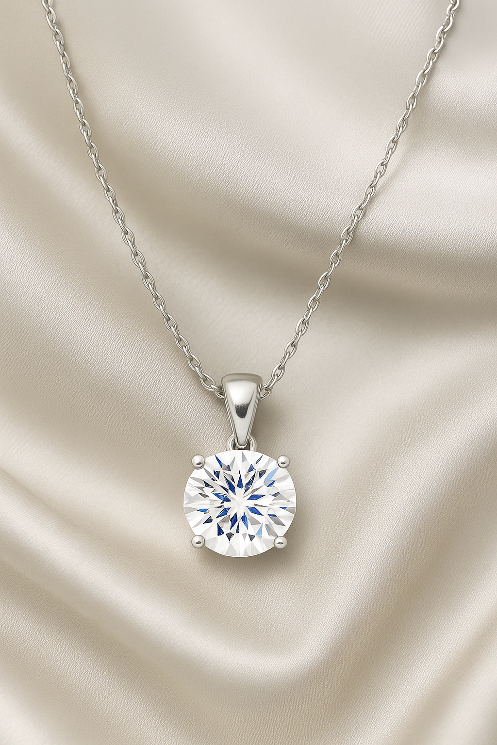 Rose Gold Plated Solitaire Pendant Necklace for Women – Elegant Round CZ Stone Chain