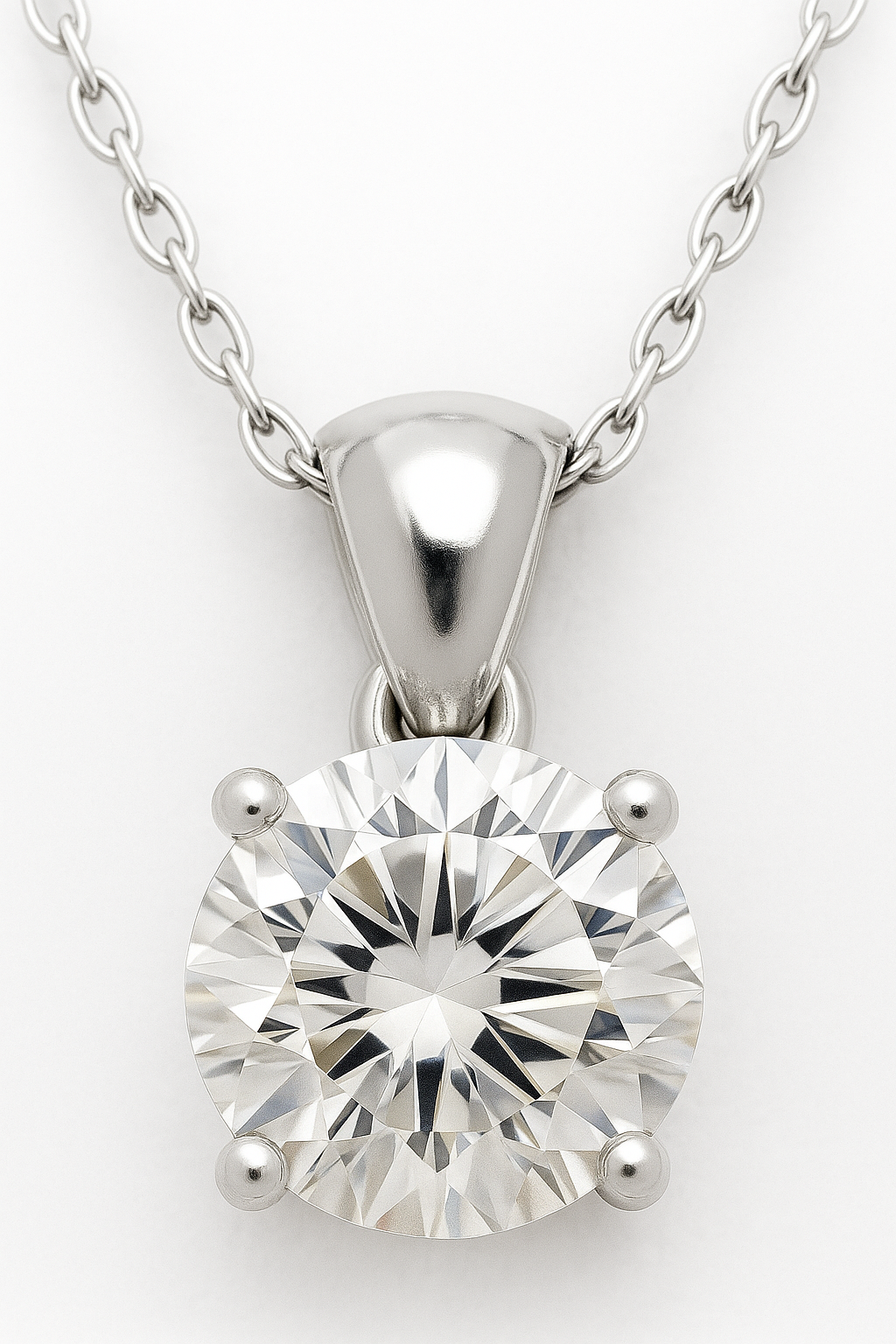 Rose Gold Plated Solitaire Pendant Necklace for Women – Elegant Round CZ Stone Chain