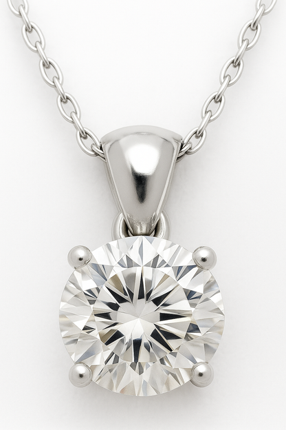 Rose Gold Plated Solitaire Pendant Necklace for Women – Elegant Round CZ Stone Chain