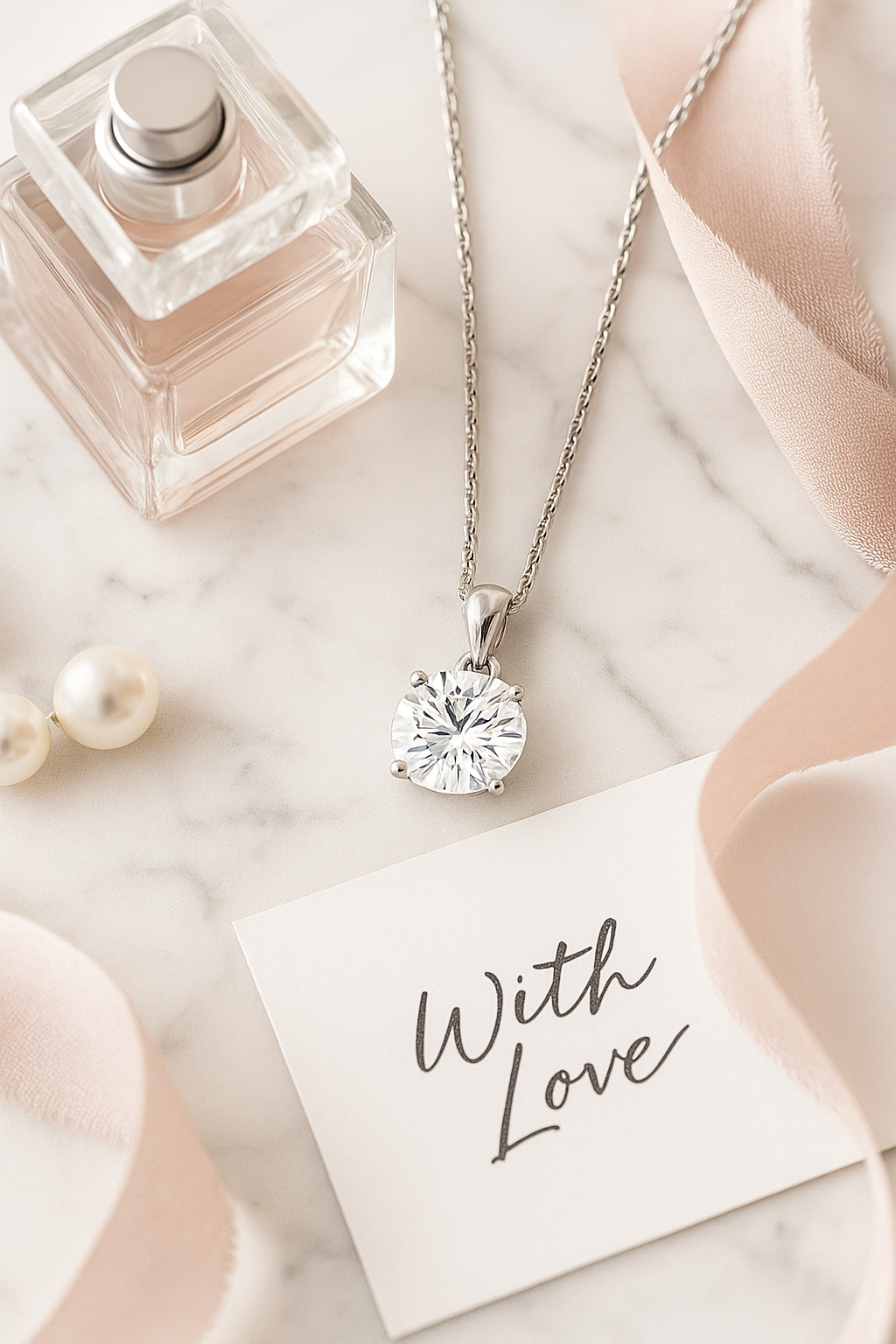 Rose Gold Plated Solitaire Pendant Necklace for Women – Elegant Round CZ Stone Chain