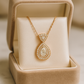 Rose Gold Plated Teardrop Pendant Necklace for Women – Luxury CZ Diamond Design