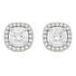 Silver Cushion Stone Halo Zircon High-Sparkle Classic Stud Earrings for Women
