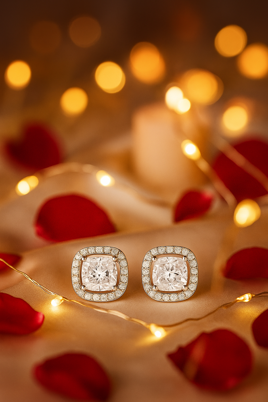 Silver Cushion Stone Halo Zircon High-Sparkle Classic Stud Earrings for Women