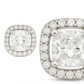 Silver Cushion Stone Halo Zircon High-Sparkle Classic Stud Earrings for Women