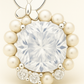 Silver Butterfly Pearl Halo Round Zircon Elegant Stud Earrings for Women