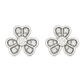 Silver Floral Clover Zircon Sparkle Elegant Stud Earrings for Women