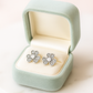 Silver Floral Clover Zircon Sparkle Elegant Stud Earrings for Women