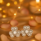 Silver Floral Clover Zircon Sparkle Elegant Stud Earrings for Women