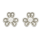 Silver Floral Clover Zircon Sparkle Elegant Stud Earrings for Women