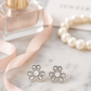 Silver Floral Clover Zircon Sparkle Elegant Stud Earrings for Women