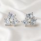 Geometric Princess Cut Zircon Cluster Elegant Stud Earrings for Women